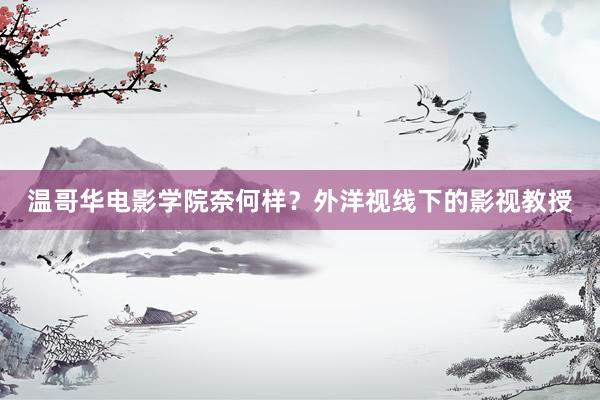 温哥华电影学院奈何样？外洋视线下的影视教授